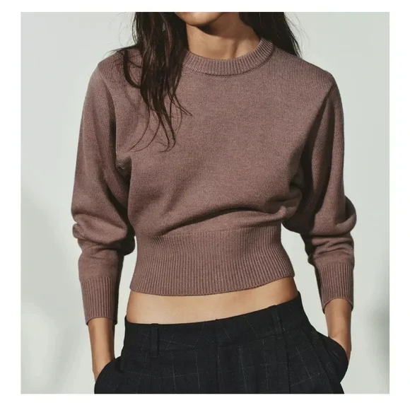 Zara cropped brown / taupe Sweater jumper - Picture 1 of 6